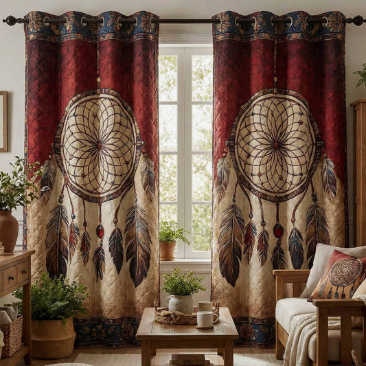 Sacred Feathers Quilted Curtains NCU0DX058