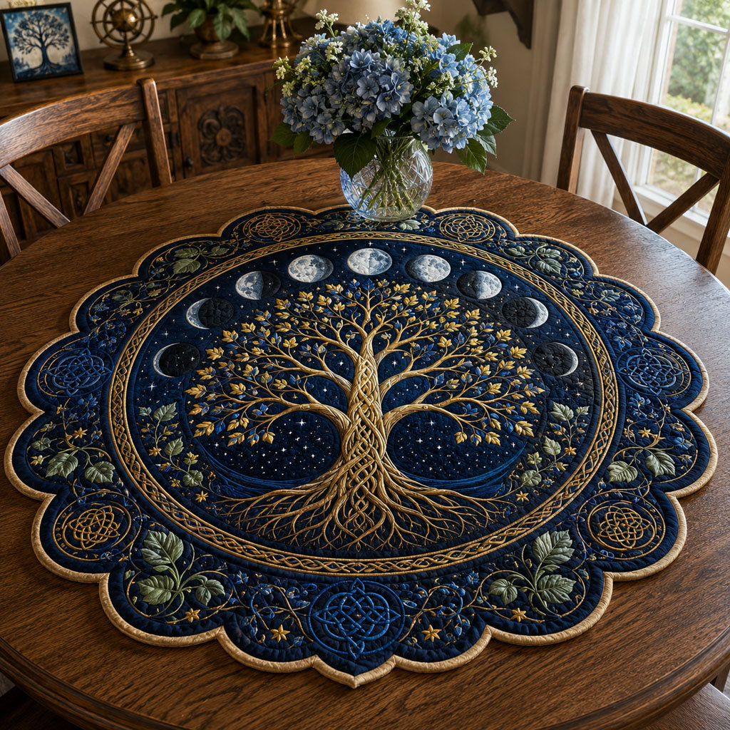 Sacred Forest Moon Custom Shape Quilted Table Topper SN0PT879