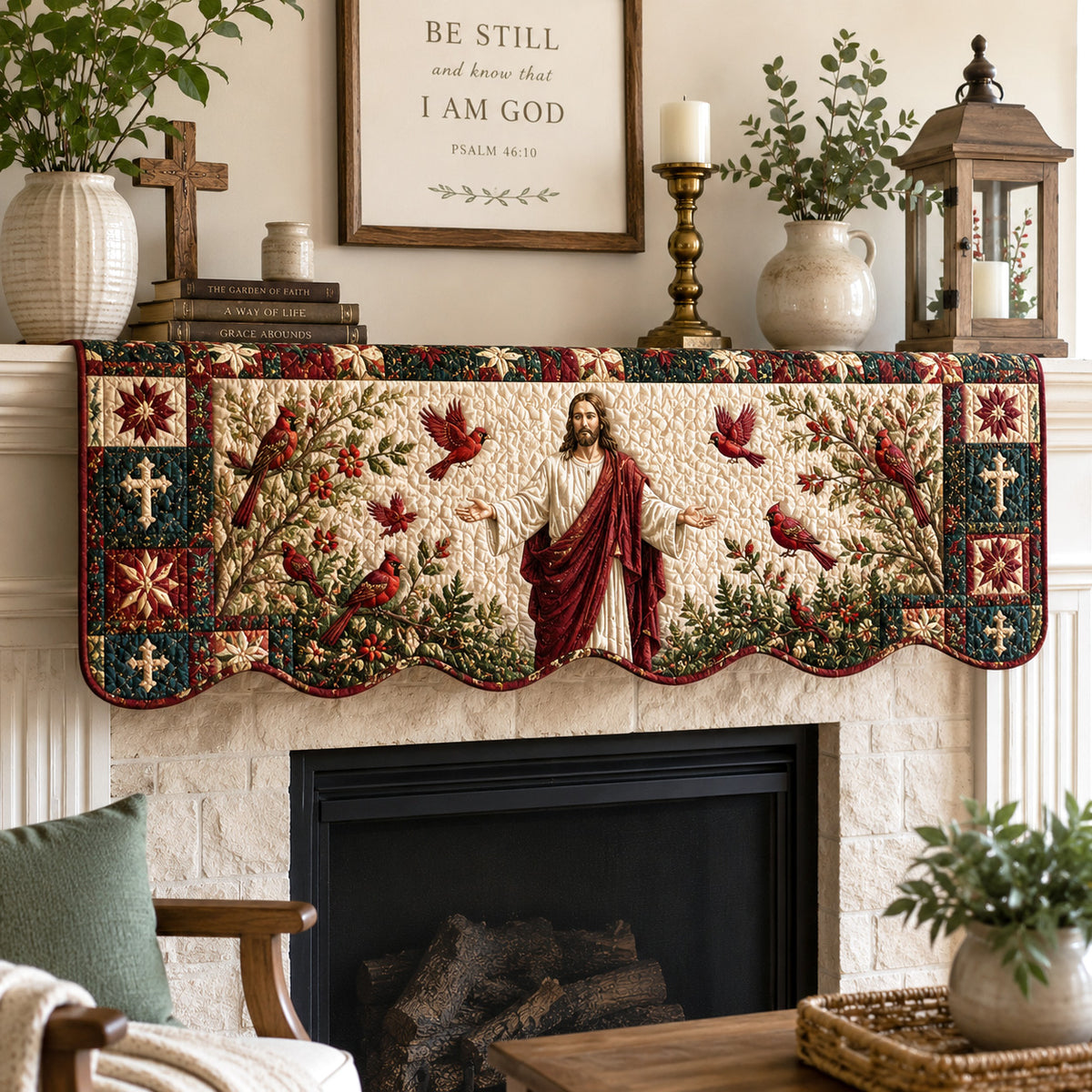 Sacred Garden Quilted Mantel Scarf SN0TV230
