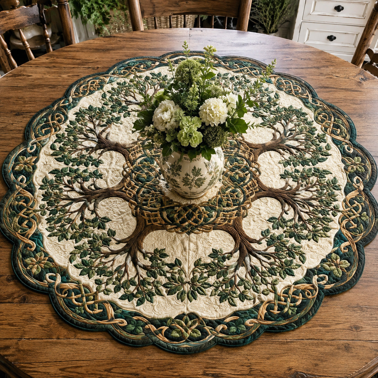 Sacred Grove Custom Shape Quilted Table Topper SN0TV180