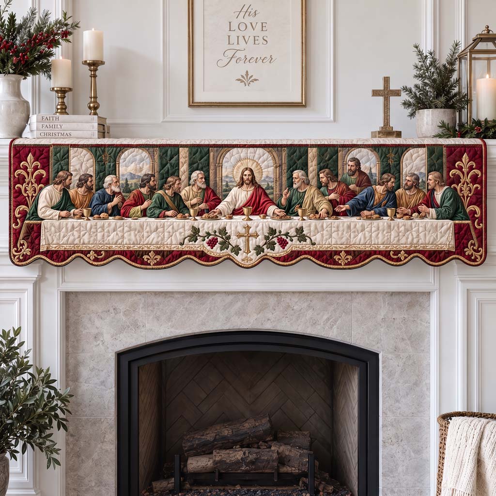 Sacred Last Supper Quilted Mantel Scarf SN0HH0827