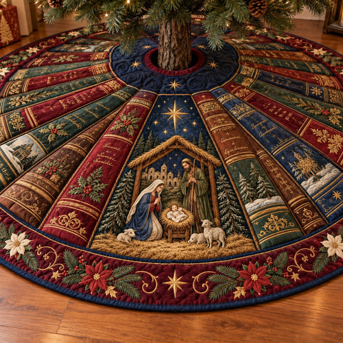Sacred Nativity Christmas Quilted Tree Skirt SN0TV578