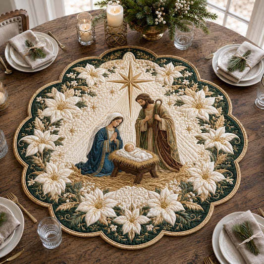 Sacred Nativity Peace Custom Shape Quilted Table Topper SN0HH0309