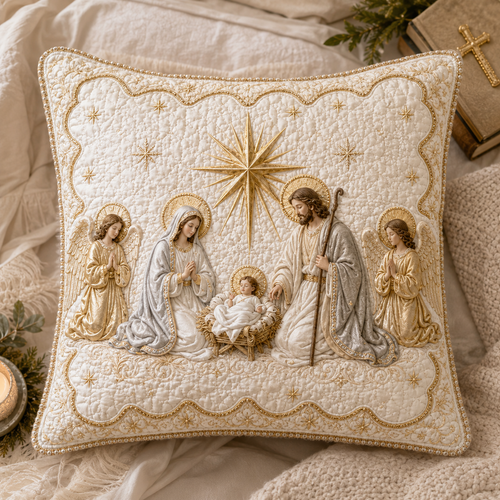 Sacred Nativity Quilted Pillow Case SN0TD215