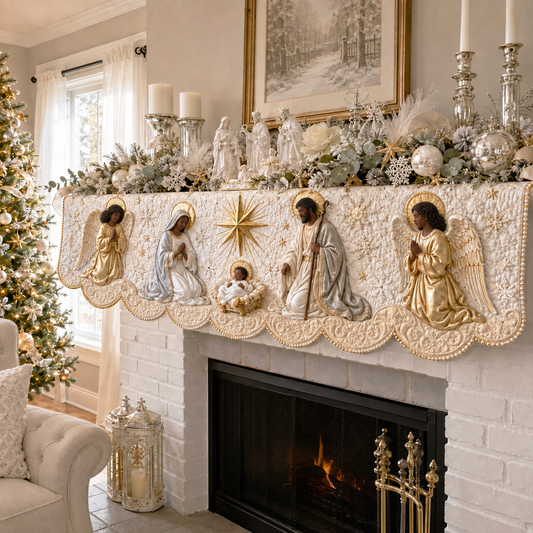 Sacred Nativity V2 Quilted Mantel Scarf SN0TD215