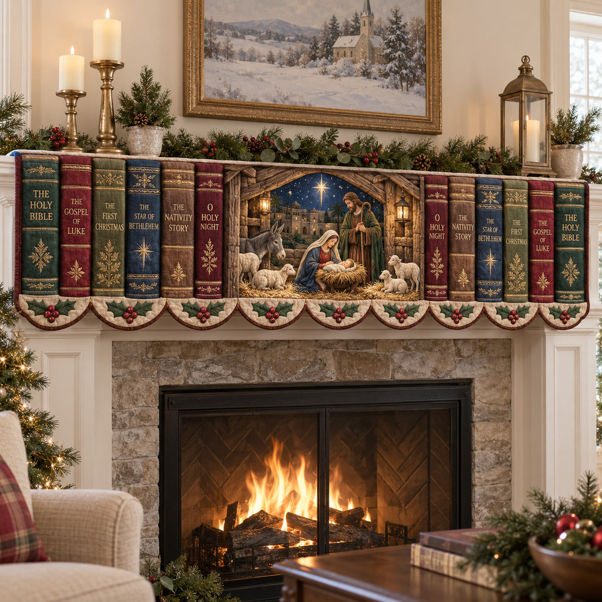 Sacred Night Quilted Mantel Scarf SN0TV566