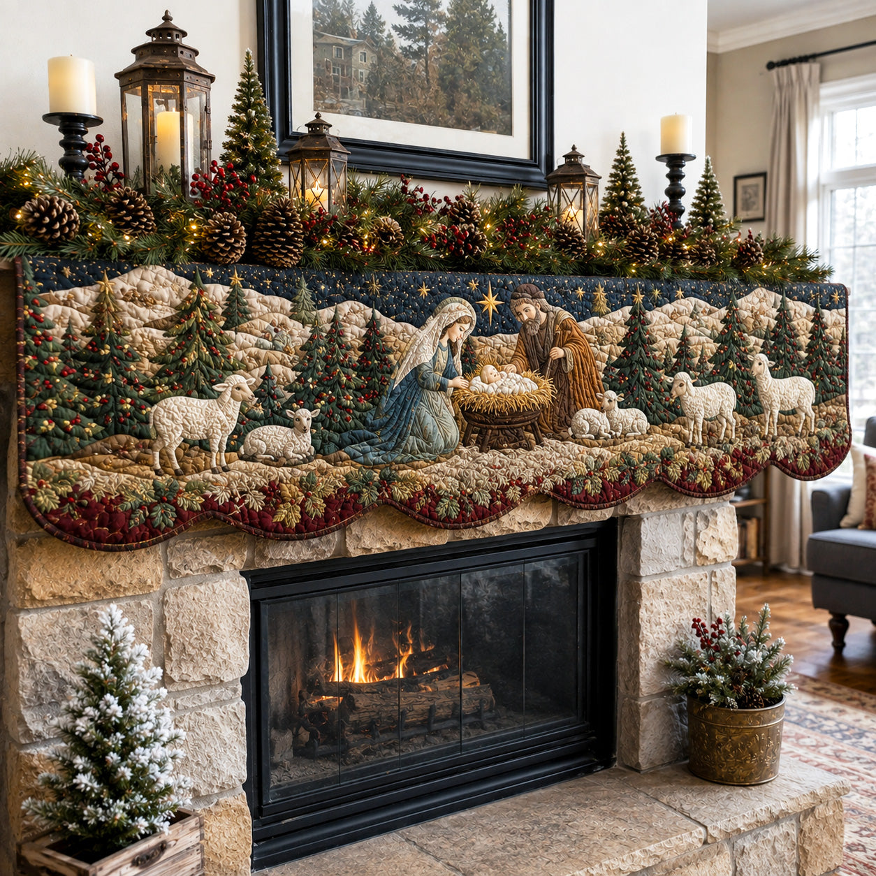 Sacred Noel Quilted Mantel Scarf SN0TV196