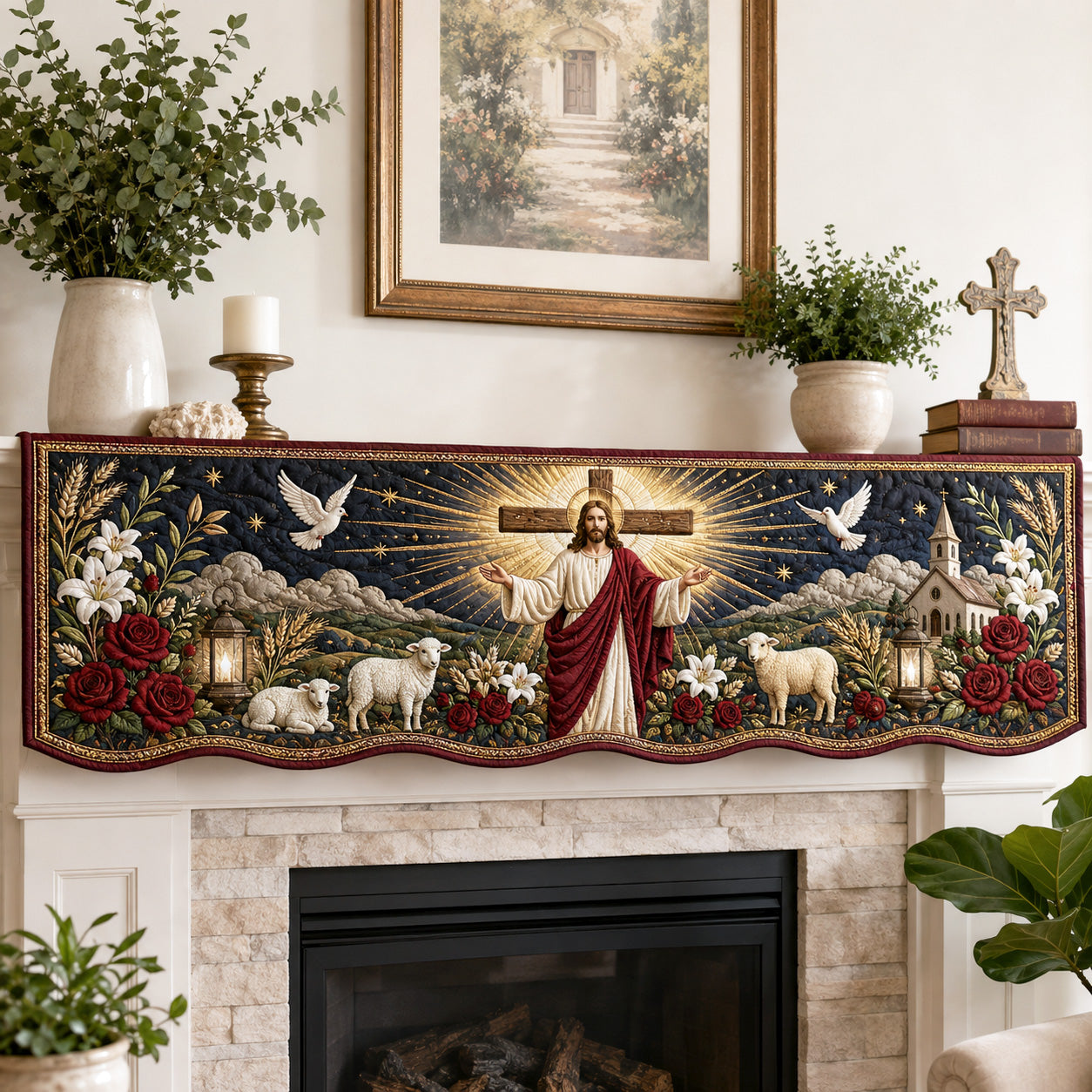 Sacred Radiance Quilted Mantel Scarf SN0TV237