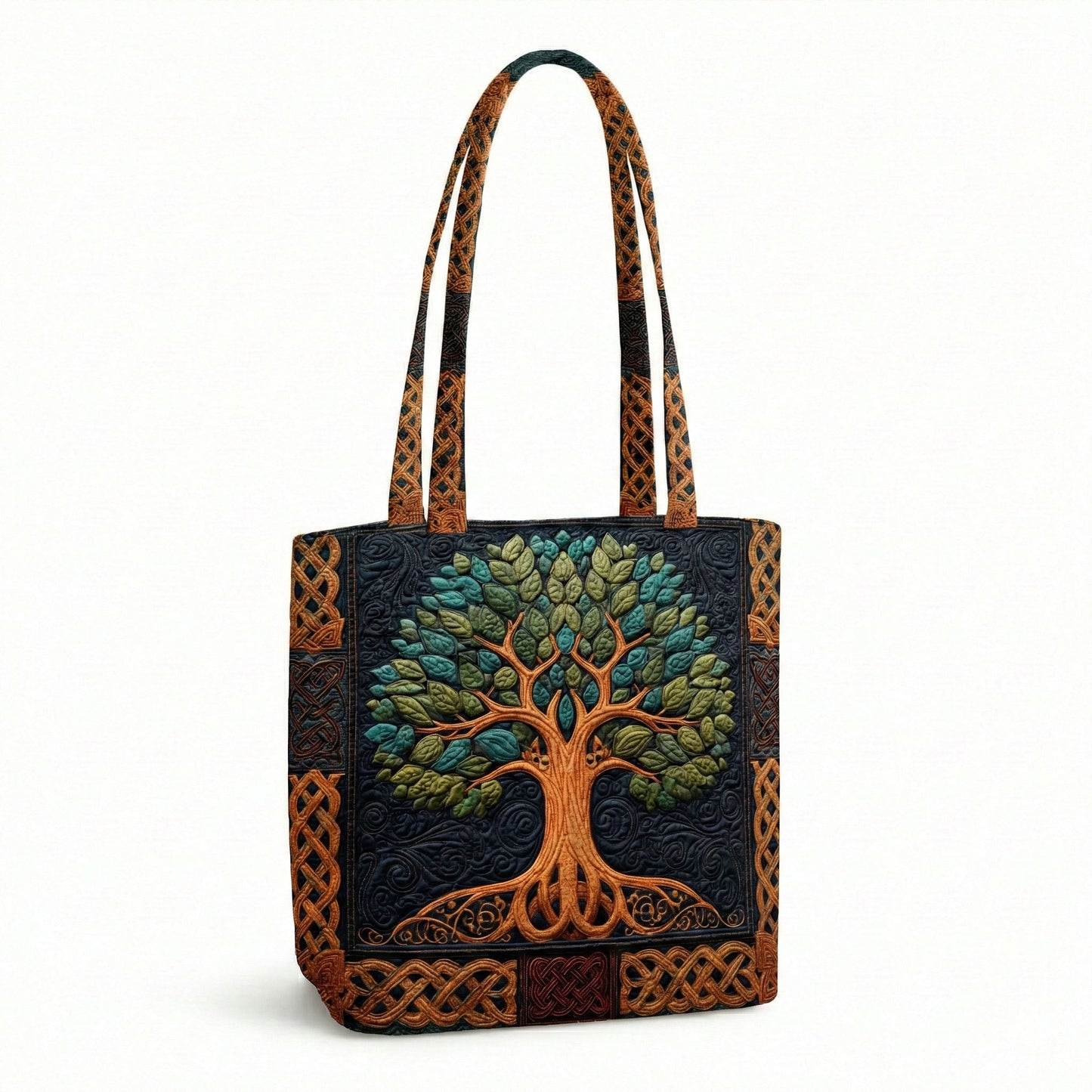 Sacred Tree Quilted Zipper Tote bag SN0NT008