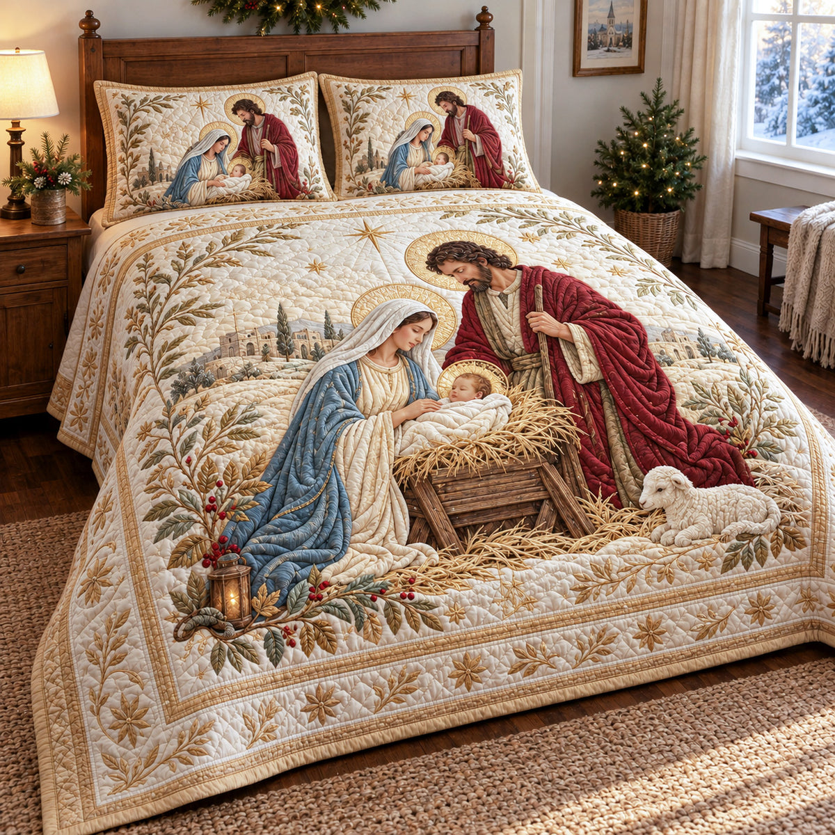 Sacred Wonder 3-Piece Quilted Bedding Set SN0TV794