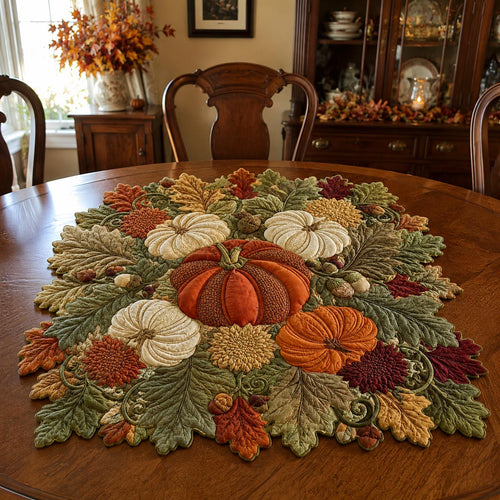 Sage Pumpkin Meadow Custom Shape Quilted Table Topper SN0DV198
