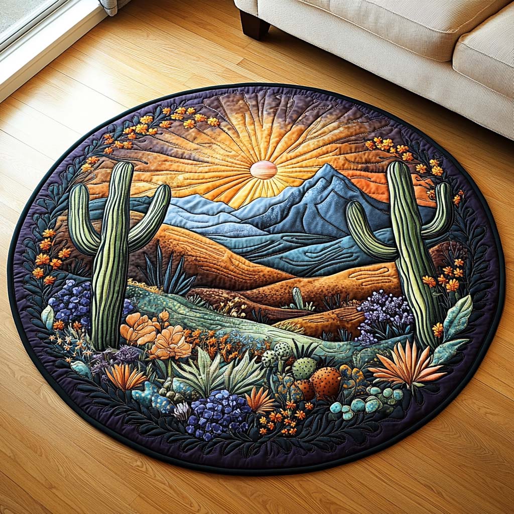 Saguaro Sunset Quilted Round Mat NCU0DV5109