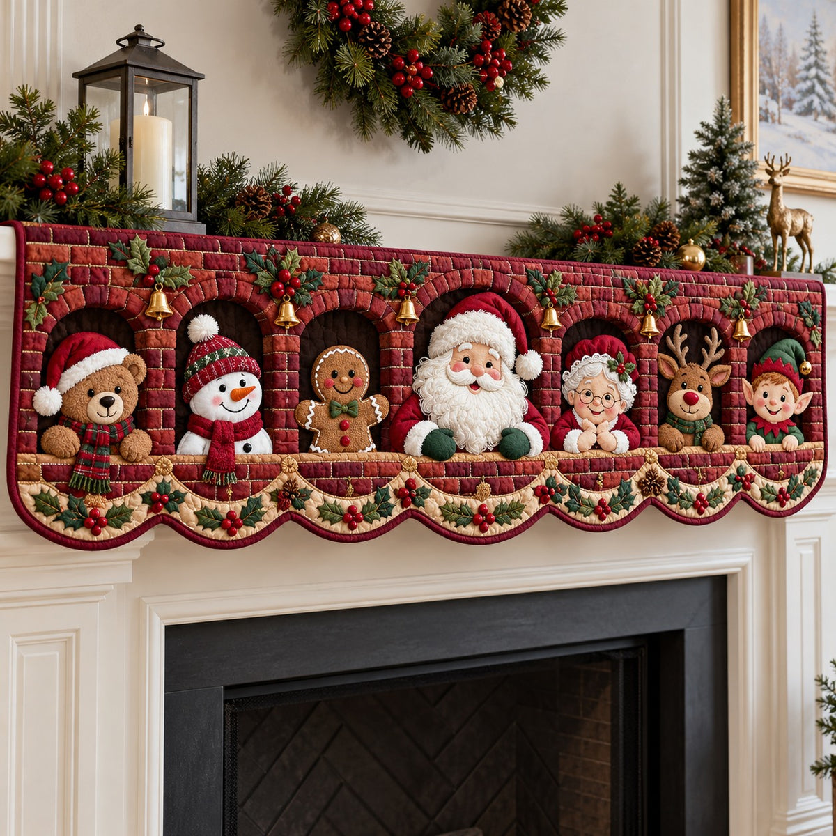 Santa And Friends Arches Quilted Mantel Scarf SN0TV988