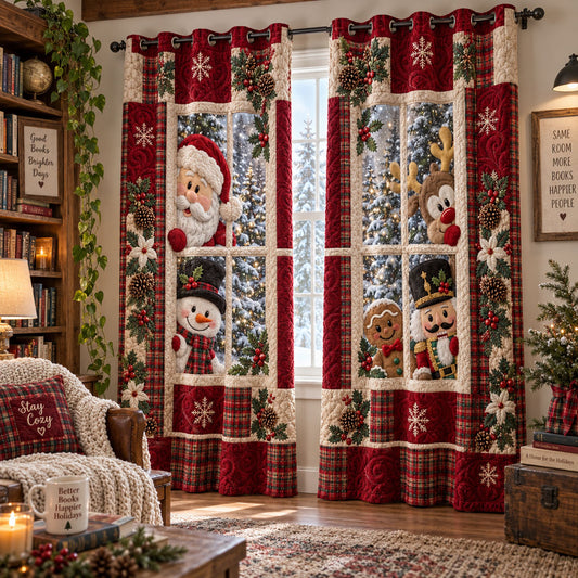 Santa And The Busy Bunch Quilted Curtains SN0PT1090