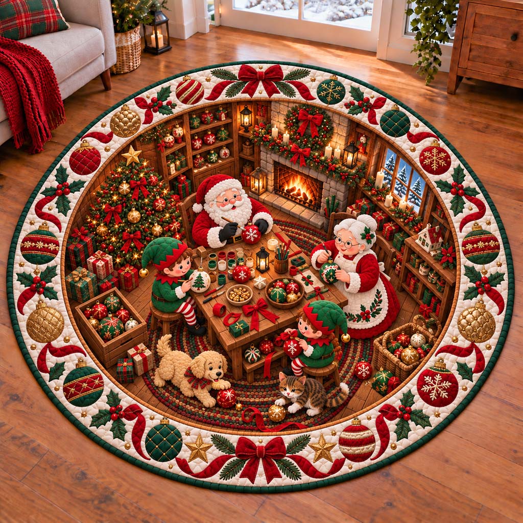 Santa Baubles Quilted Round Mat SN0HH0723