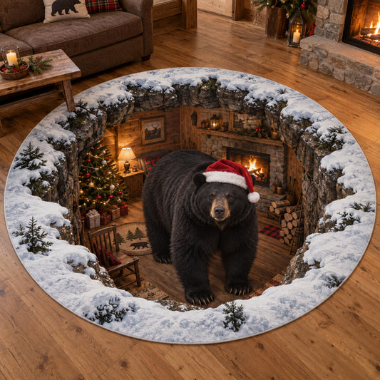 Santa Bear Hollow Round Carpet SN0TV625
