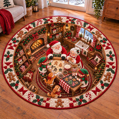 Santa Cabin Quilted Round Mat SN0HH0714