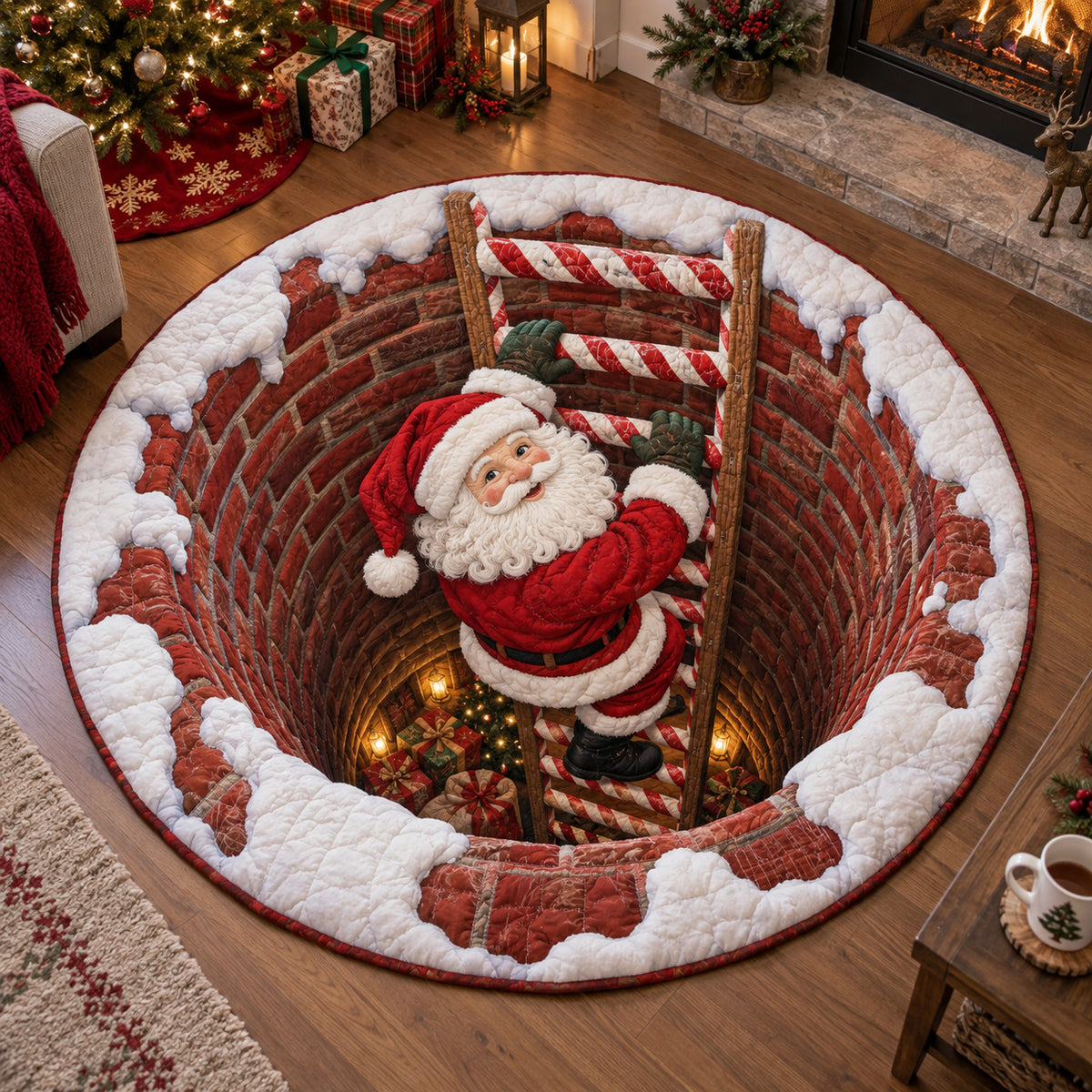 Santa Candy Hearth Quilted Round Mat SN0TV427