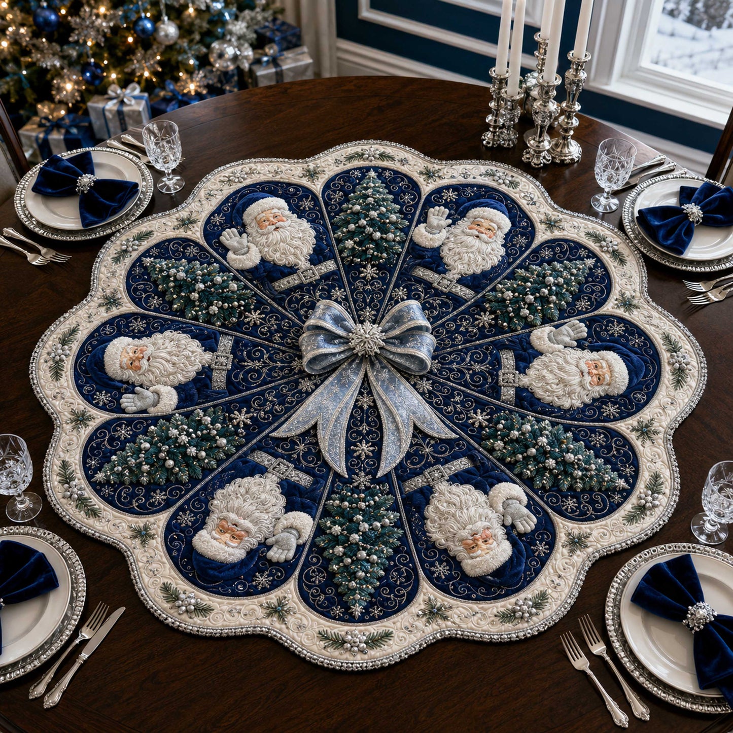 Santa Cheer Custom Shape Quilted Table Topper SN0TD184