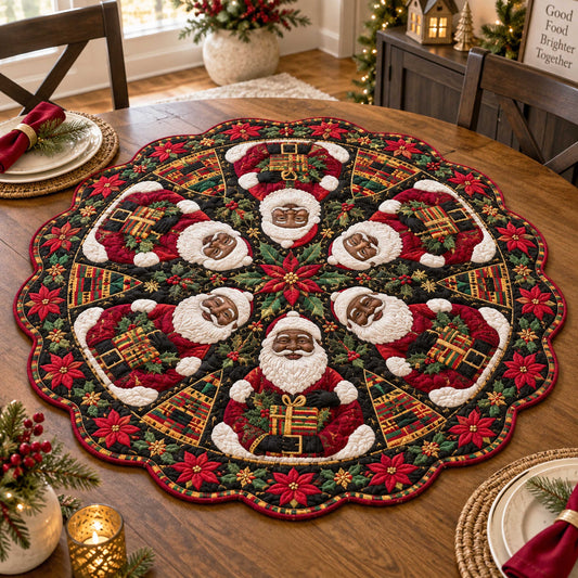 Santa Cheer Custom Shape Quilted Table Topper SN0TD552