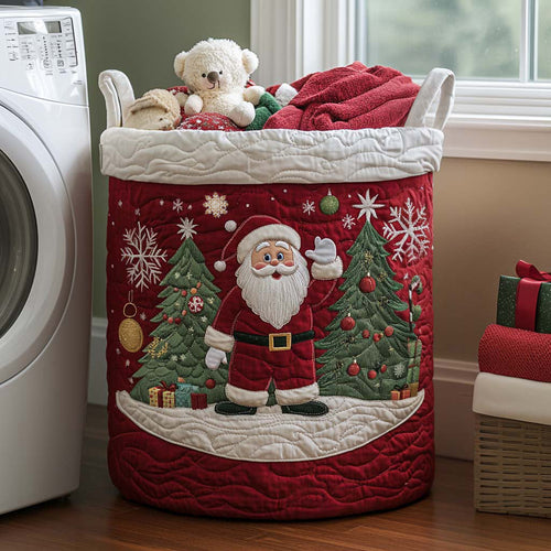 Santa Cheer Quilted Laundry Basket NCU0NNT1570