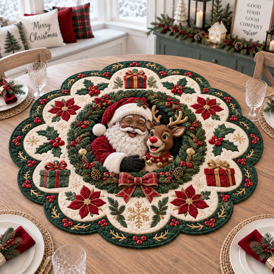 Santa Chill Custom Shape Quilted Table Topper SN0TD542