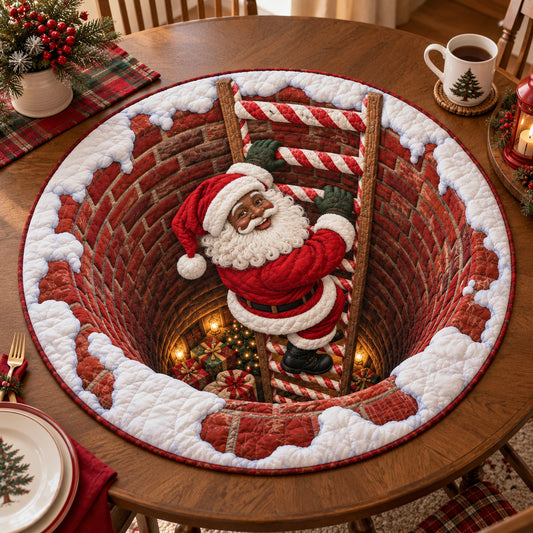 Santa Chimney Dreams Custom Shape Quilted Table Topper SN0TV489