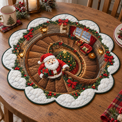 Santa Chimney Magic Custom Shape Quilted Table Topper SN0TV477