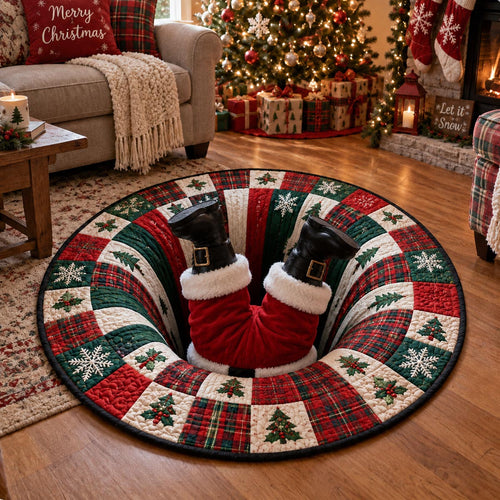 Santa Chimney Surprise Quilted Round Mat SN0DV729