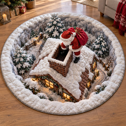 Santa Chimney Welcome Quilted Round Mat SN0TV448