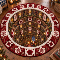 Santa Christmas Amethyst Library Quilted Round Mat SN0PT1210