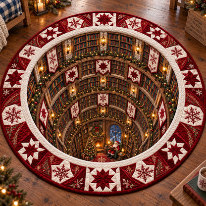 Christmas Library Quilted Round Mat NCU0SN014