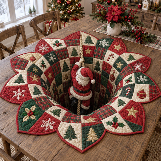 Santa Christmas Bloom Custom Shape Quilted Table Topper SN0TV498