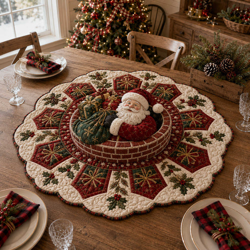 Santa Christmas Custom Shape Quilted Table Topper SN0TD185
