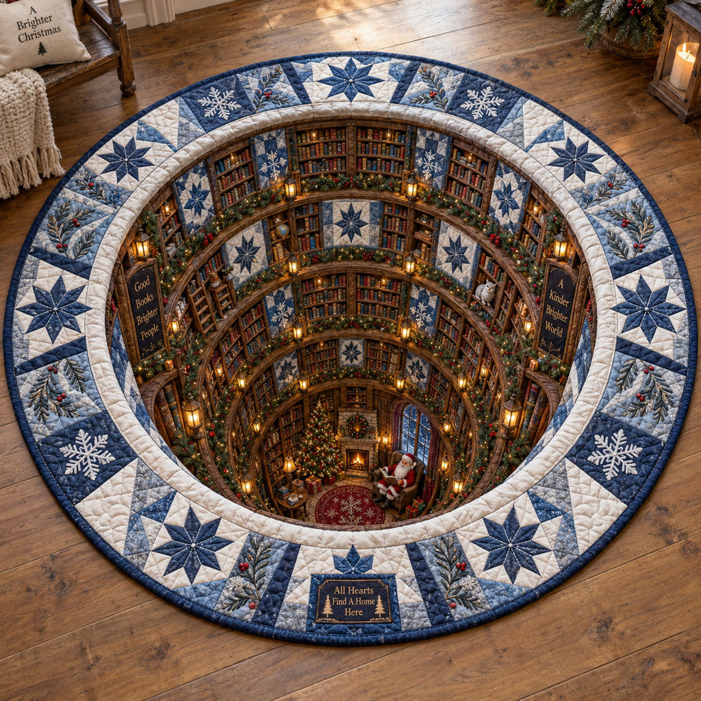 Christmas Library Quilted Round Mat NCU0SN014