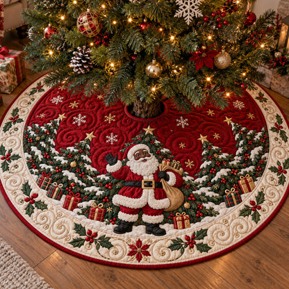 Santa Christmas Glow Christmas Quilted Tree Skirt SN0TV414
