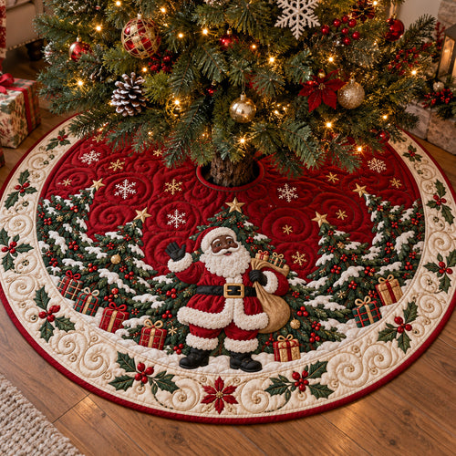 Santa Christmas Glow Christmas Quilted Tree Skirt SN0TV414