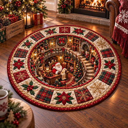 Santa Christmas Hideaway Quilted Round Mat SN0DV823