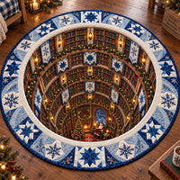 Santa Christmas Library Quilted Round Mat SN0PT1213