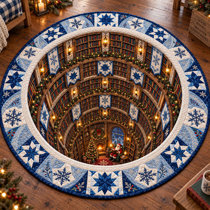 Christmas Library Quilted Round Mat NCU0SN014