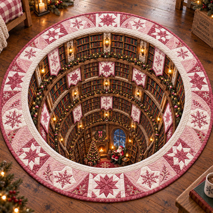 Christmas Library Quilted Round Mat NCU0SN014