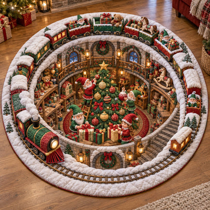 Santa Christmas Railway Quilted Round Mat SN0TV462