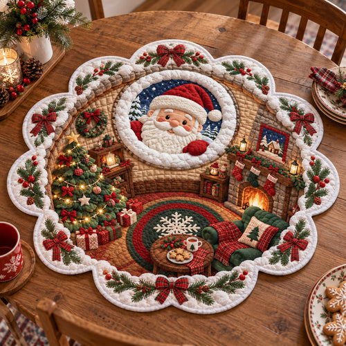 Santa Christmas Room Custom Shape Quilted Table Topper SN0TV484