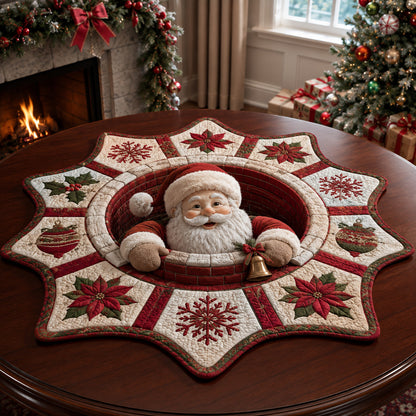 Santa Claus Bell Custom Shape Quilted Table Topper SN0HH0037