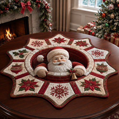Santa Claus Bell Custom Shape Quilted Table Topper SN0HH0037
