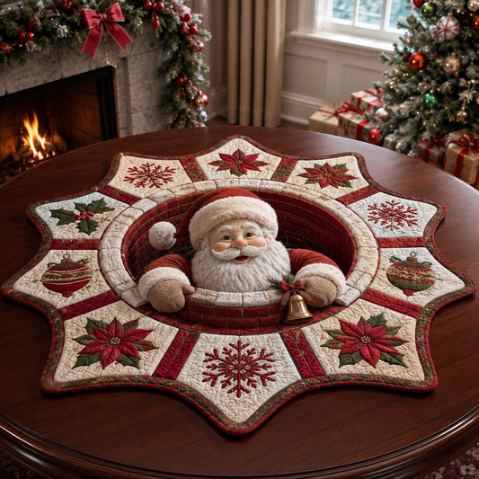 Santa Claus Bell Custom Shape Quilted Table Topper SN0HH0037