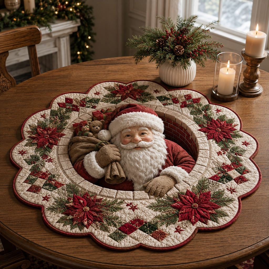 Santa Claus Bloom Custom Shape Quilted Table Topper SN0HH0038