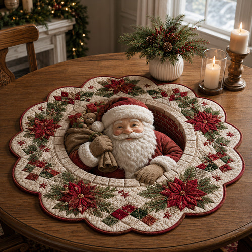 Santa Claus Bloom Custom Shape Quilted Table Topper SN0HH0038