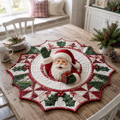 Santa Claus Gifts Custom Shape Quilted Table Topper SN0HH0039