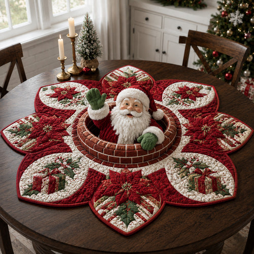 Santa Claus Wave Custom Shape Quilted Table Topper SN0HH0040